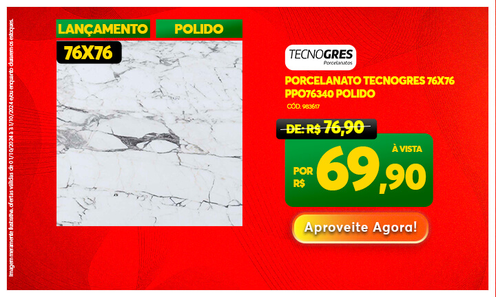 Porcelanato Polido PPO76340R 76x76cm Retificado Tecnogres