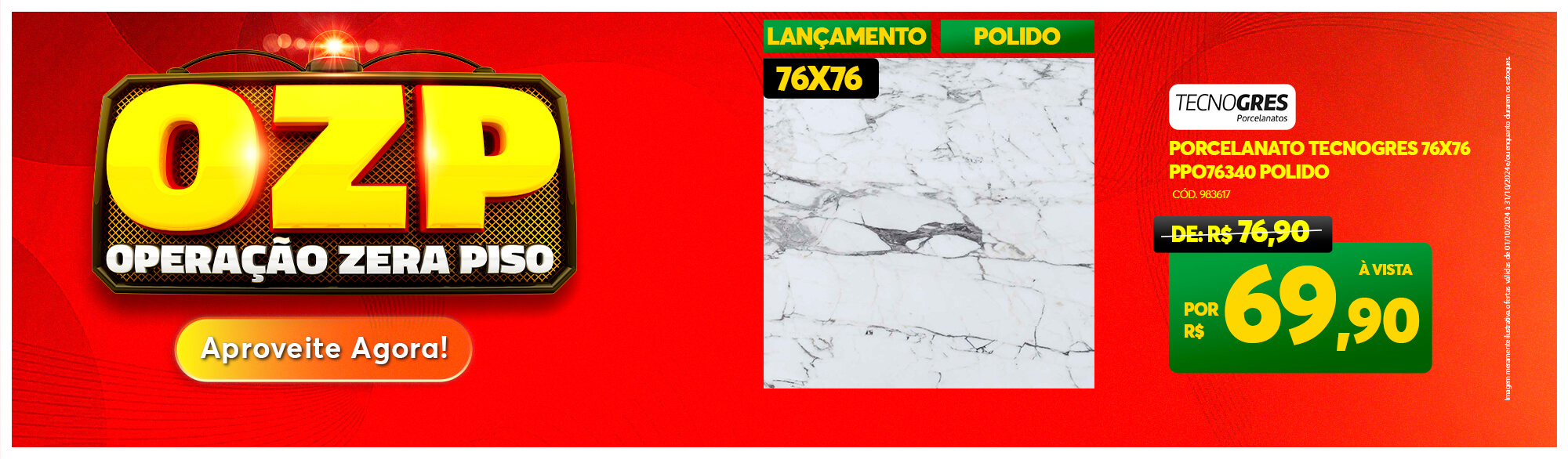 Porcelanato Polido PPO76340R 76x76cm Retificado Tecnogres