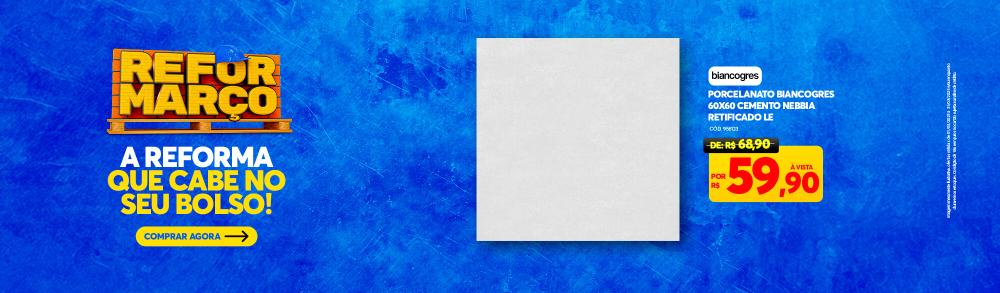 Porcelanato Acetinado Cemento Nebbia 60x60cm Retificado
