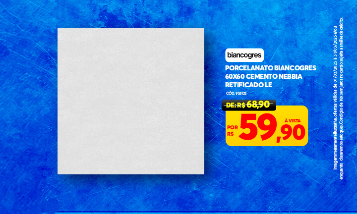 Porcelanato Acetinado Cemento Nebbia 60x60cm Retificado