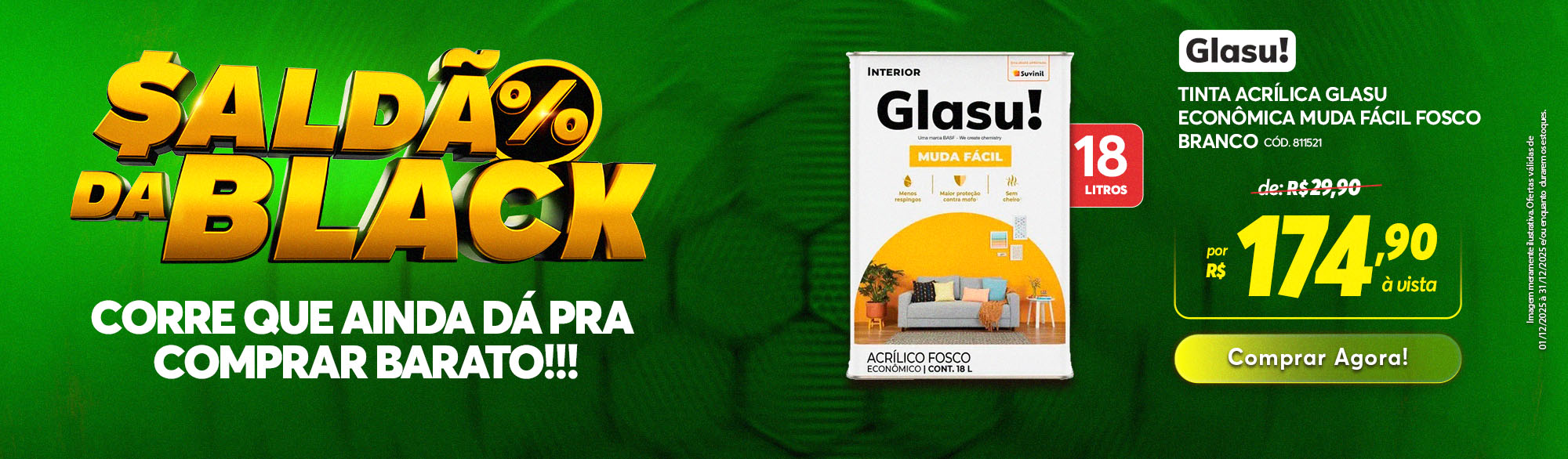 Tinta Acrílica Glasu Branco 18L